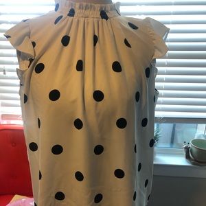 Loft White with  black polka-dots holiday blouse